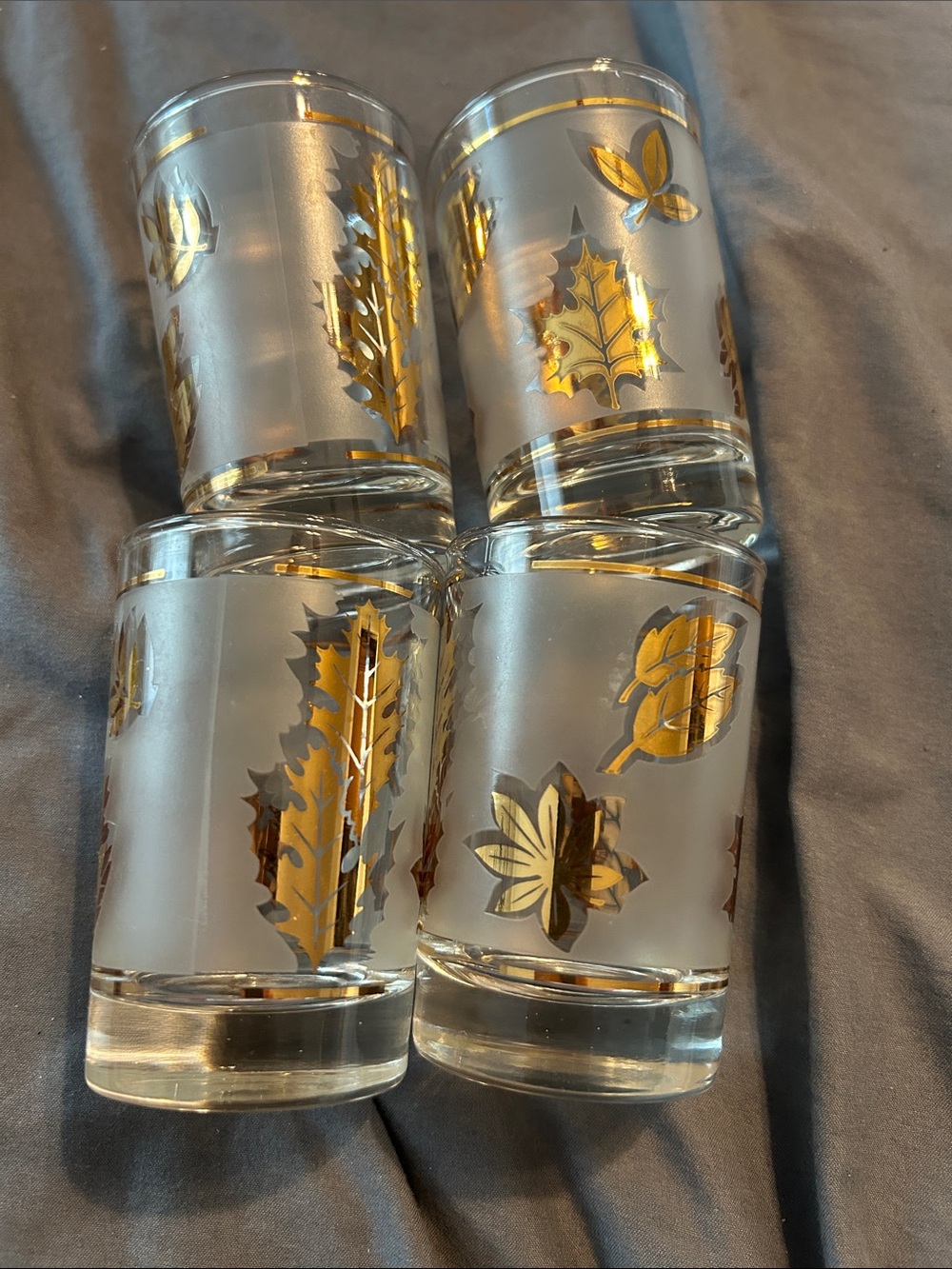 Gold Leaf Frosted Glass Set - Home Accents